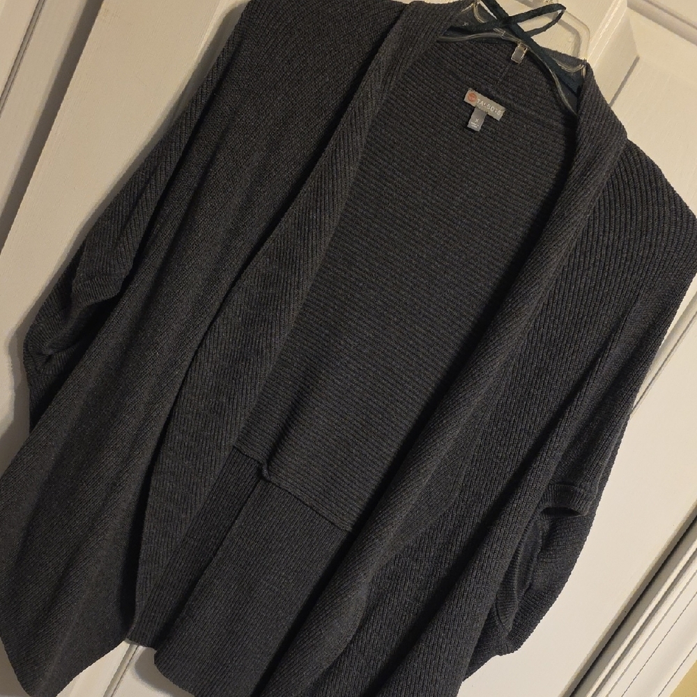 Talbots Charcoal Knit Open Front Sweater Shrug